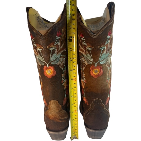 Corral LD Chocolate lamb floral embroidery SZ 8 Leather handcrafted Boots NIB G3 - Picture 5 of 10